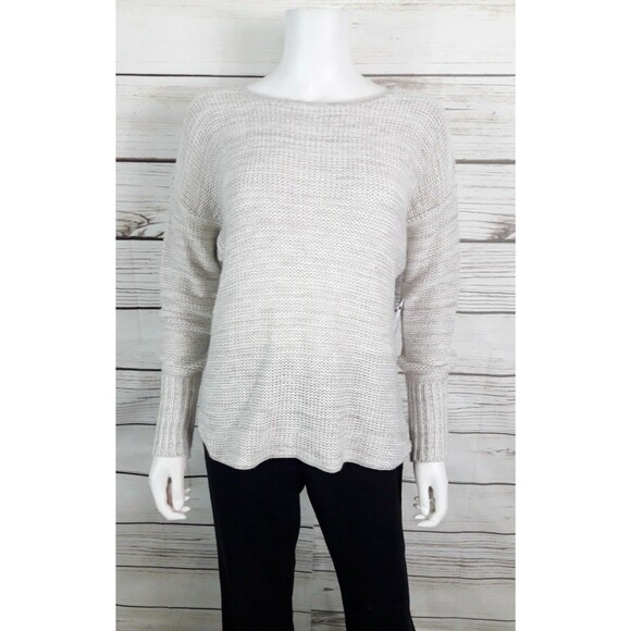 Susina Sweaters - Susina Womens Hi-Low Sweater Size L Oatmeal Beige Long Sleeve Relaxed Pullover